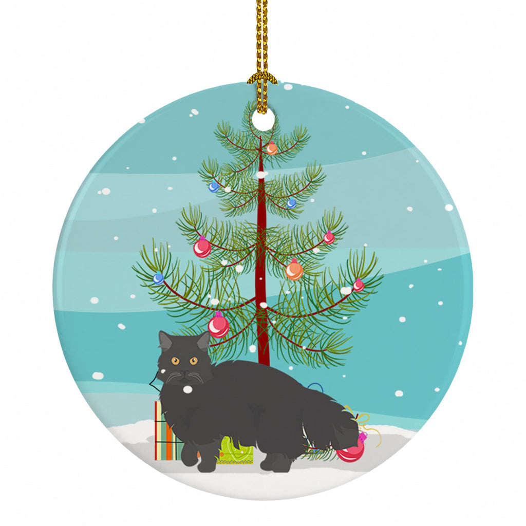 Black Persian Traditional Cat Christmas Ceramic Ornament Christmas Tree Hanging Decorations for Home Christmas Holiday, Party, Gift, 3 in, Multicolor