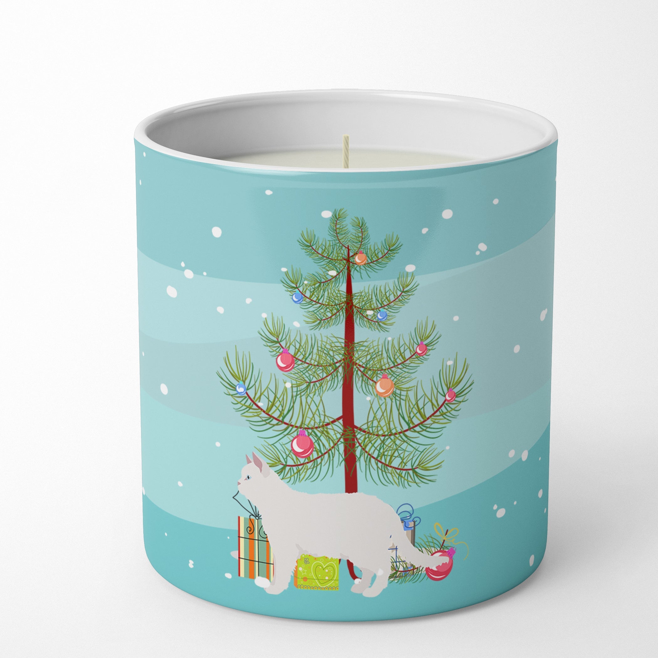 Poodle Cat Cat Christmas Decorative Soy Candle Nature Soy Wax Essential Oil Home Decor Ideal for Bedroom Kitchen Bath Office Gift, 10 oz