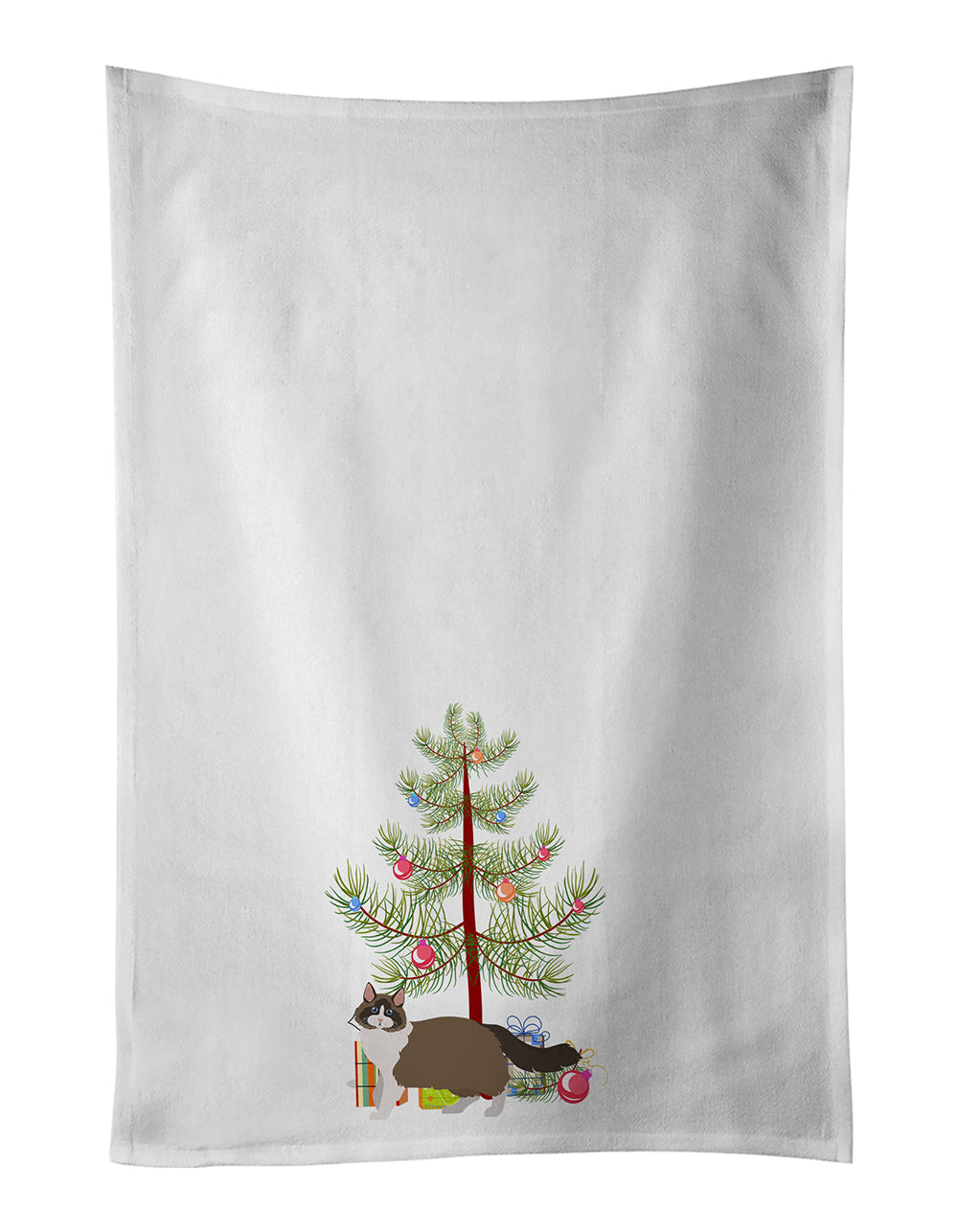 Ragdoll Cat Christmas Kitchen Towel Set of 2 White Dish Towels Decorative Bathroom Hand towel for Hand, Face, Hair, Yoga, Tea, Dishcloth, 19 X 28", White