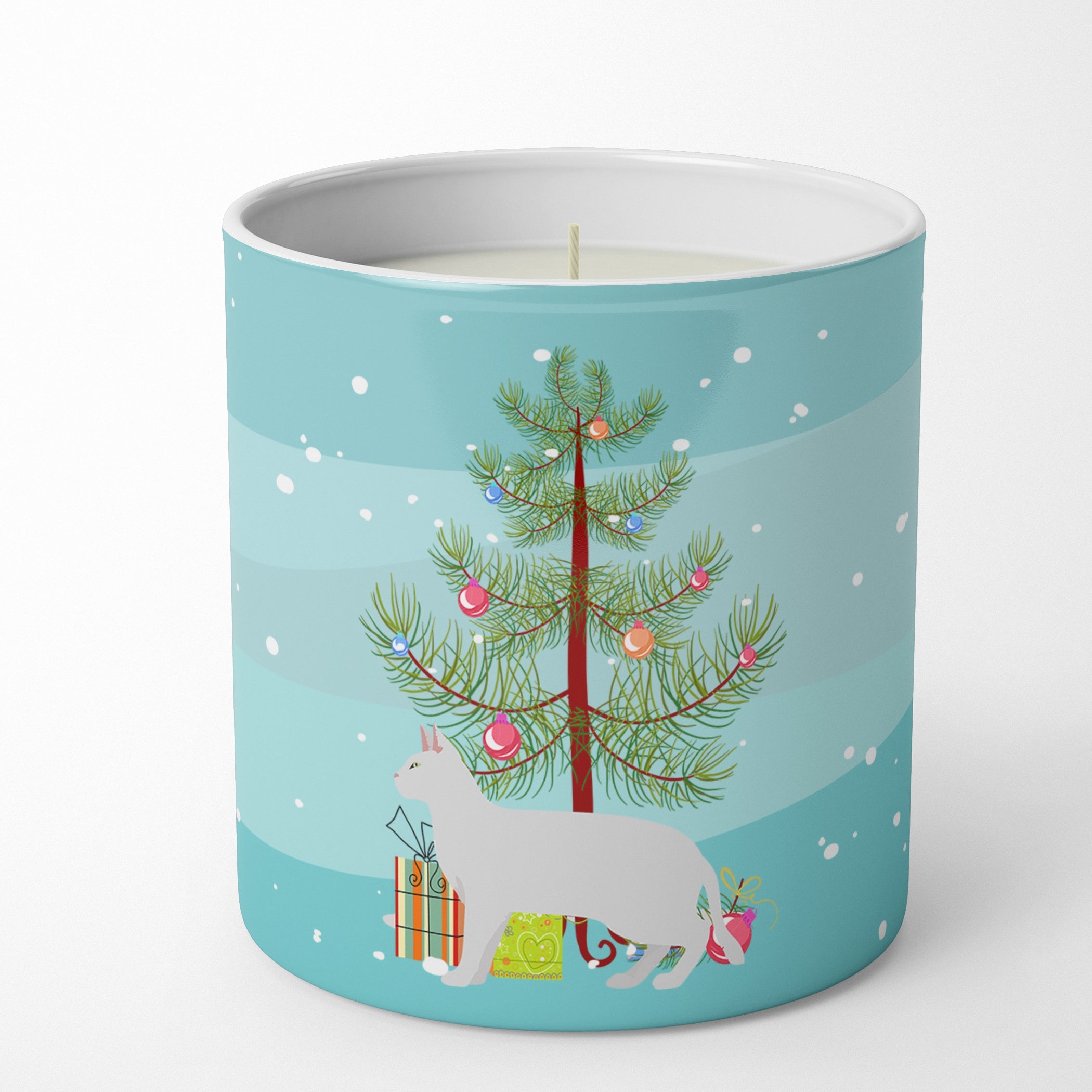 Russian White Black Cat Christmas Decorative Soy Candle Nature Soy Wax Essential Oil Home Decor Ideal for Bedroom Kitchen Bath Office Gift, 10 oz