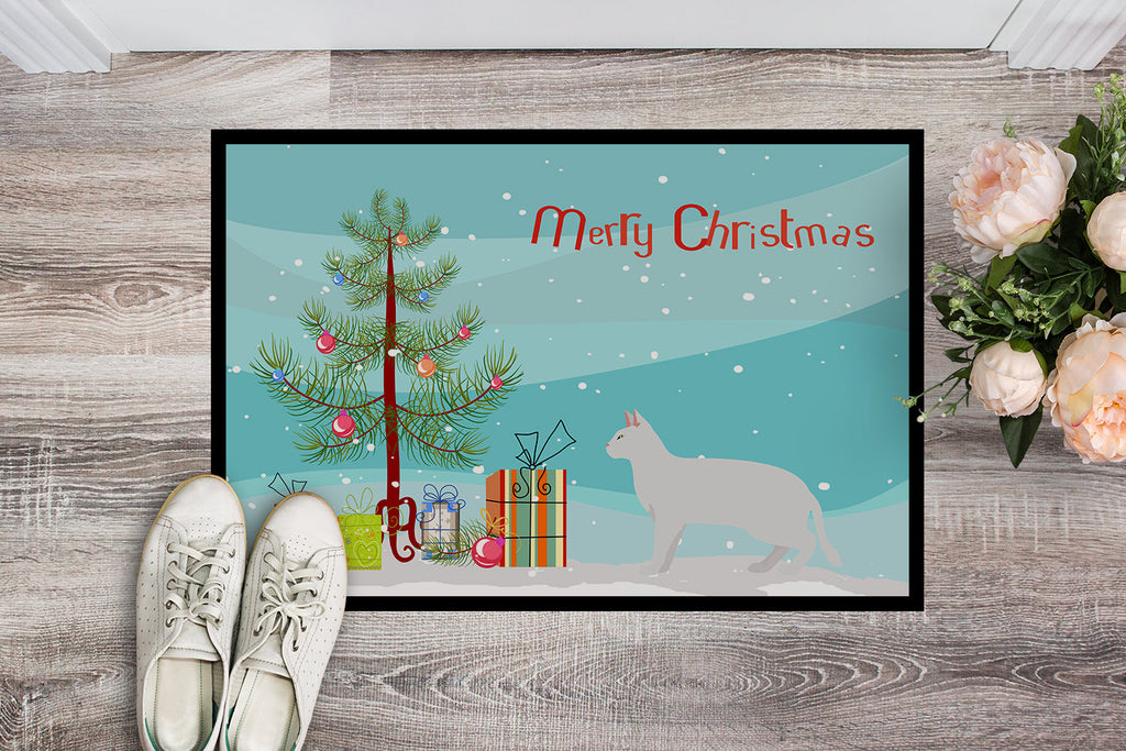 Russian White Black Cat Christmas Doormat Indoor Outdoor 24H X 36W Front Door Mat Rugs for Entryway, Non Slip Washable Low Pile,