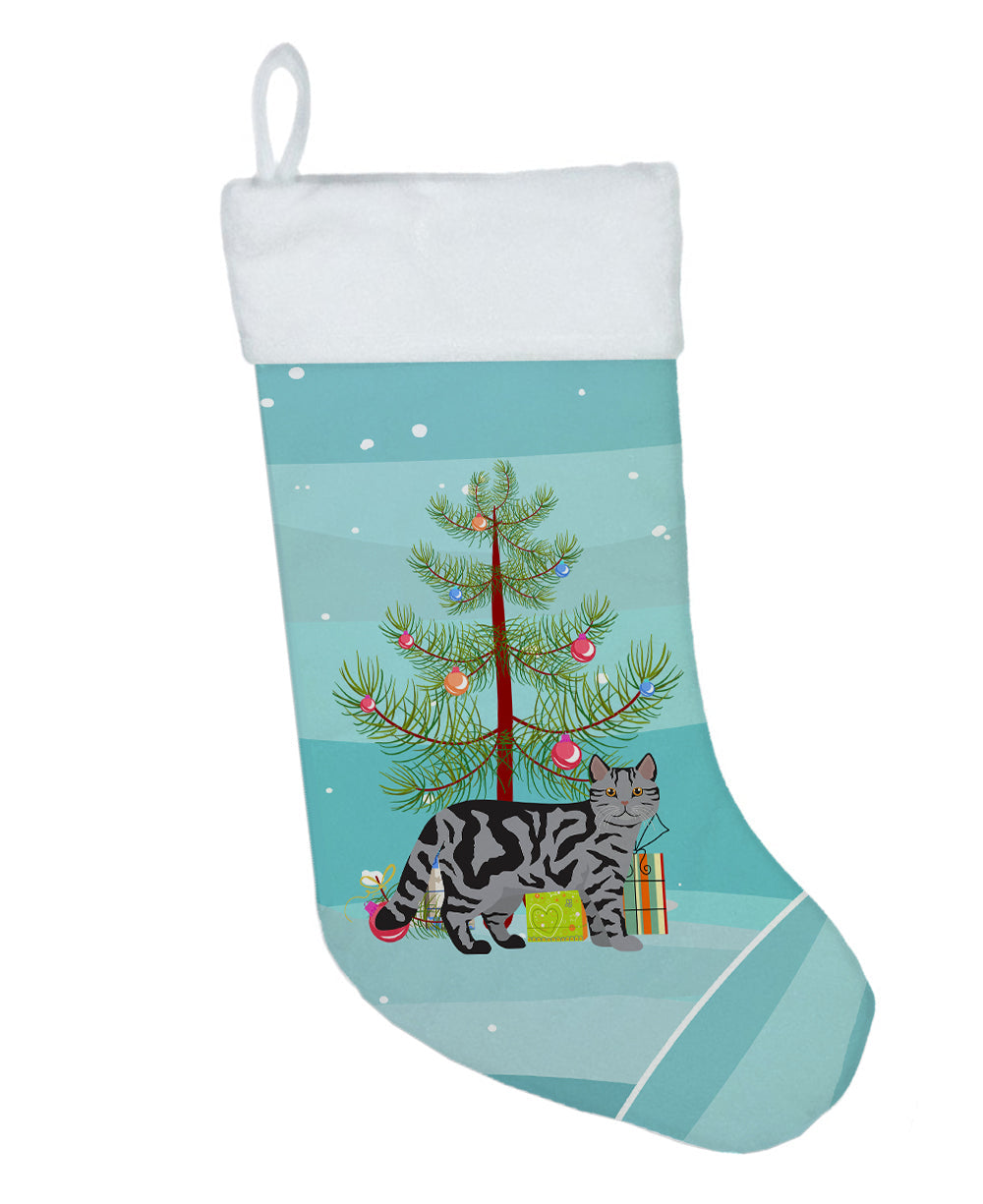 Scottish Straight Cat Christmas Holiday Stocking Double-Sided Print, Polyester Suede,11x18, Made in USA