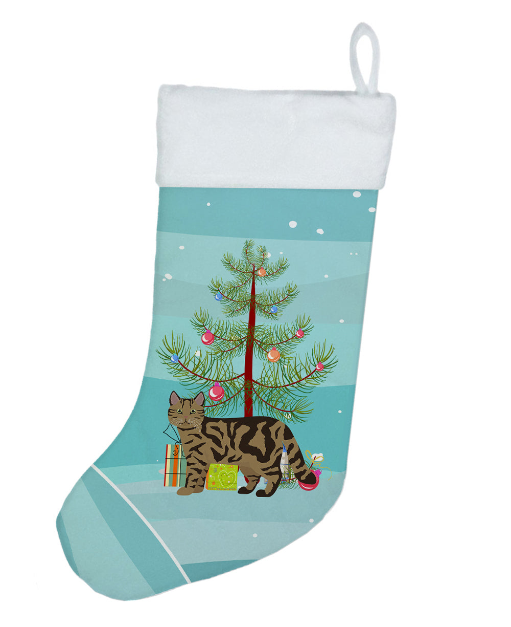 Scottish Straight Cat Christmas Holiday Stocking Double-Sided Print, Polyester Suede,11x18, Made in USA