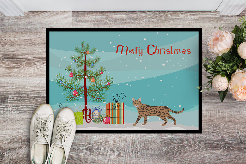Serengeti Cat Christmas Doormat Indoor Outdoor 18H X 27W Front Door Mat Rugs for Entryway, Non Slip Washable