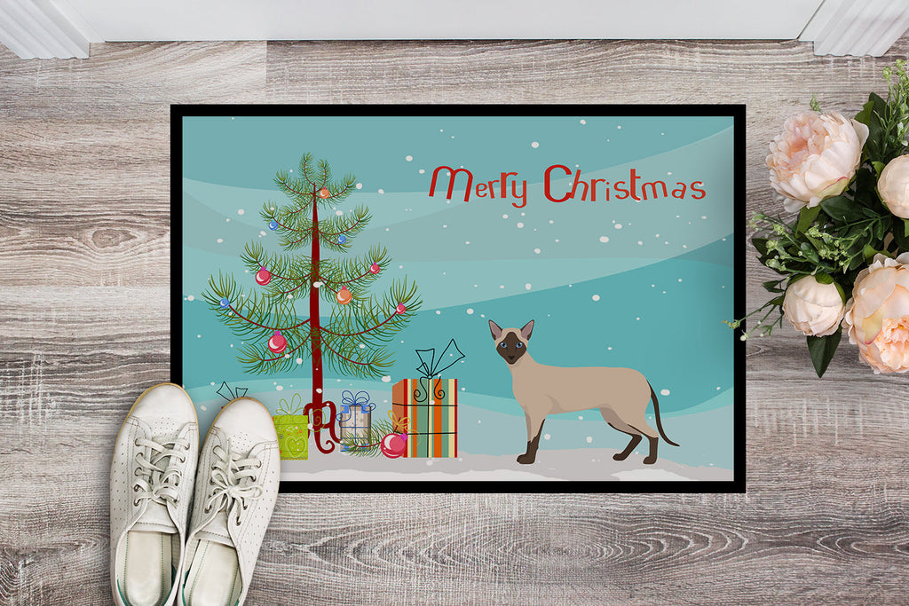 Siamese Modern Cat Christmas Doormat Indoor Outdoor 18H X 27W Front Door Mat Rugs for Entryway, Non Slip Washable