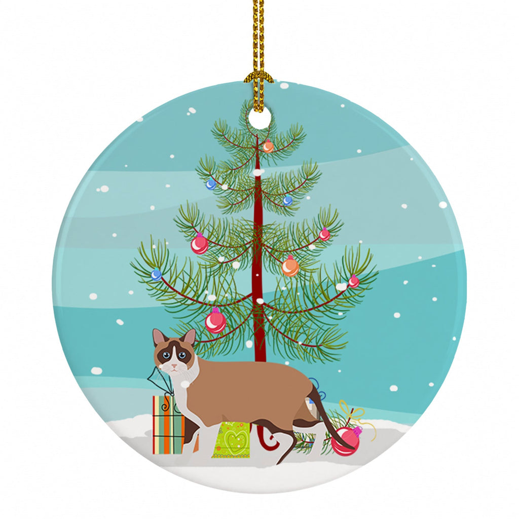 Snowshoe Cat Christmas Ceramic Ornament Christmas Tree Hanging Decorations for Home Christmas Holiday, Party, Gift, 3 in, Multicolor