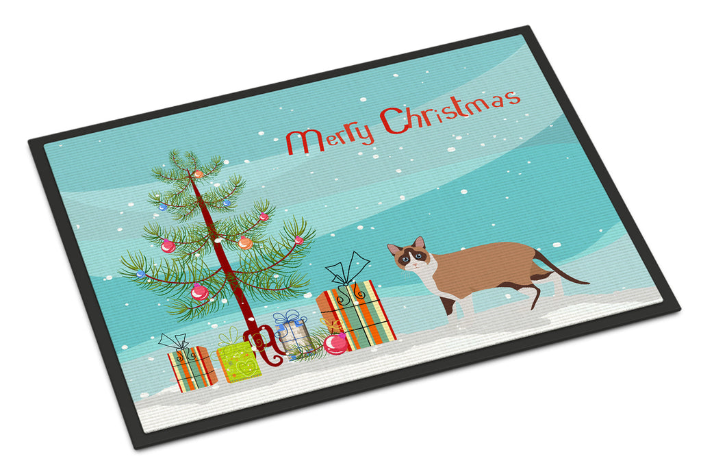 Snowshoe Cat Christmas Doormat Indoor Outdoor 24H X 36W Front Door Mat Rugs for Entryway, Non Slip Washable Low Pile,