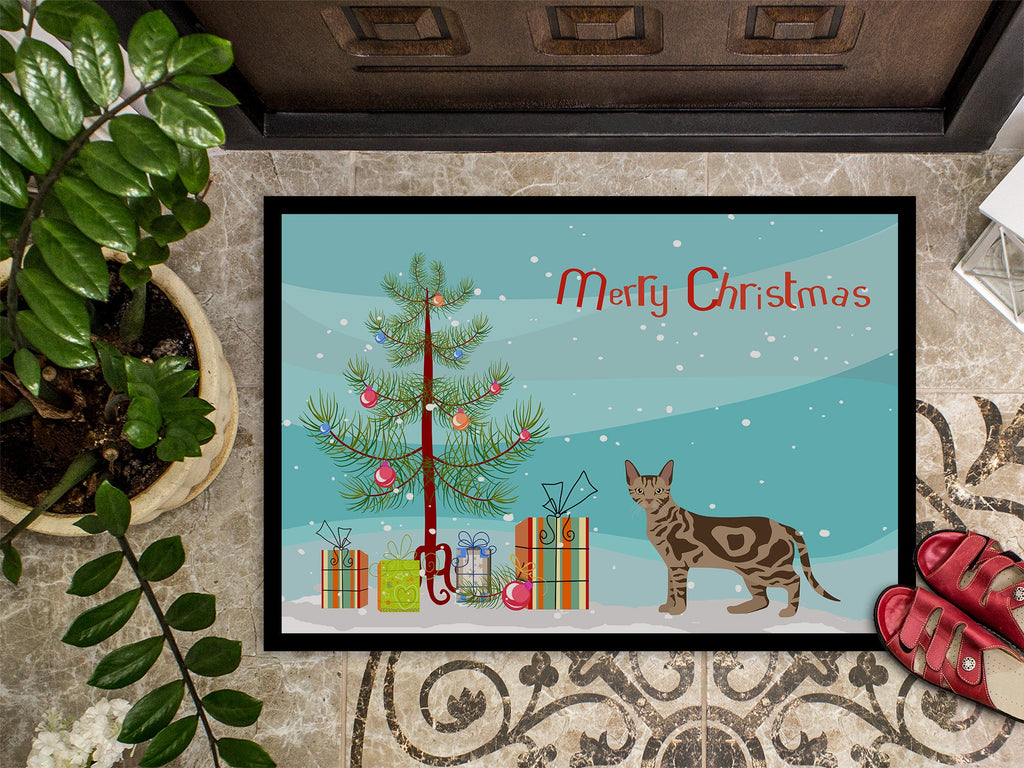 Sokoke Cat Christmas Doormat Indoor Outdoor 18H X 27W Front Door Mat Rugs for Entryway, Non Slip Washable