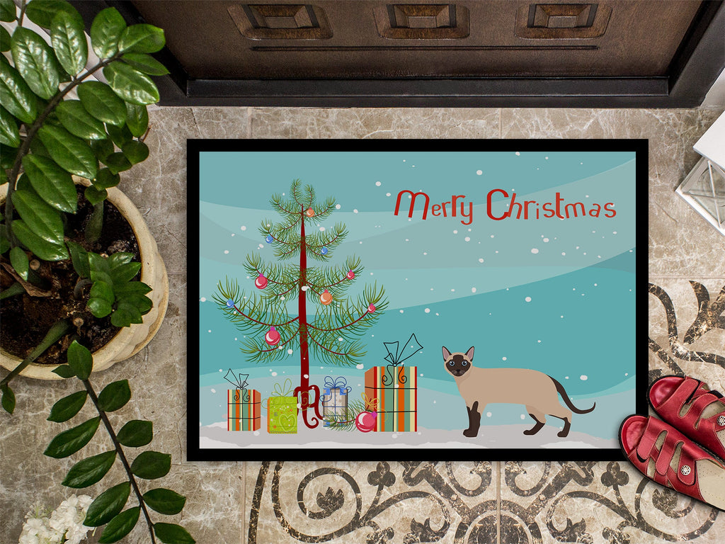 Tonkinese Cat Christmas Doormat Indoor Outdoor 24H X 36W Front Door Mat Rugs for Entryway, Non Slip Washable Low Pile,