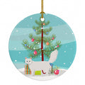 Turkish Angora Cat Christmas Ceramic Ornament Christmas Tree Hanging Decorations for Home Christmas Holiday, Party, Gift, 3 in, Multicolor