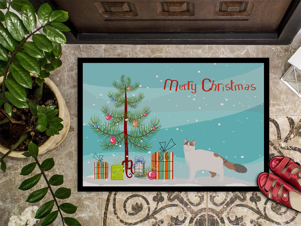 Turkish Van Cat Christmas Doormat Indoor Outdoor 24H X 36W Front Door Mat Rugs for Entryway, Non Slip Washable Low Pile,