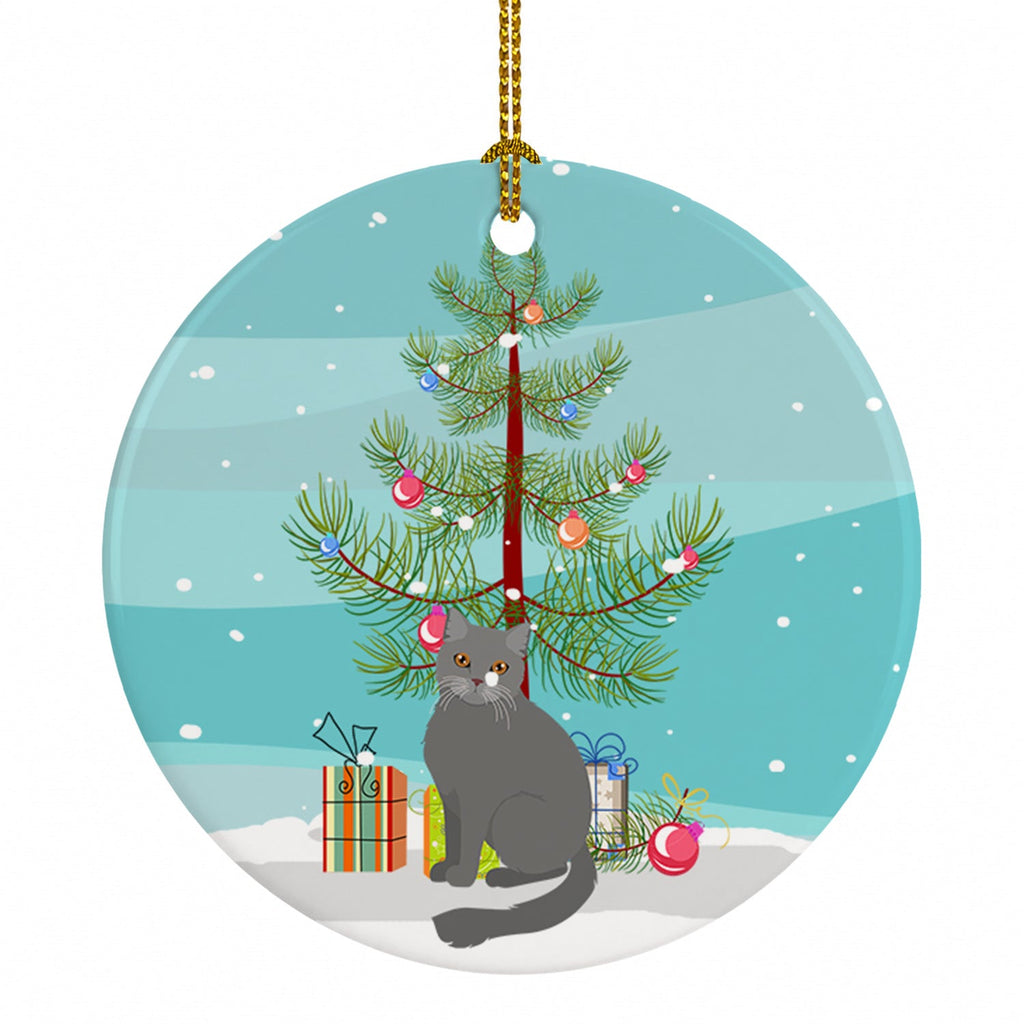 British Semi Longhair Cat Christmas Ceramic Ornament Christmas Tree Hanging Decorations for Home Christmas Holiday, Party, Gift, 3 in, Multicolor