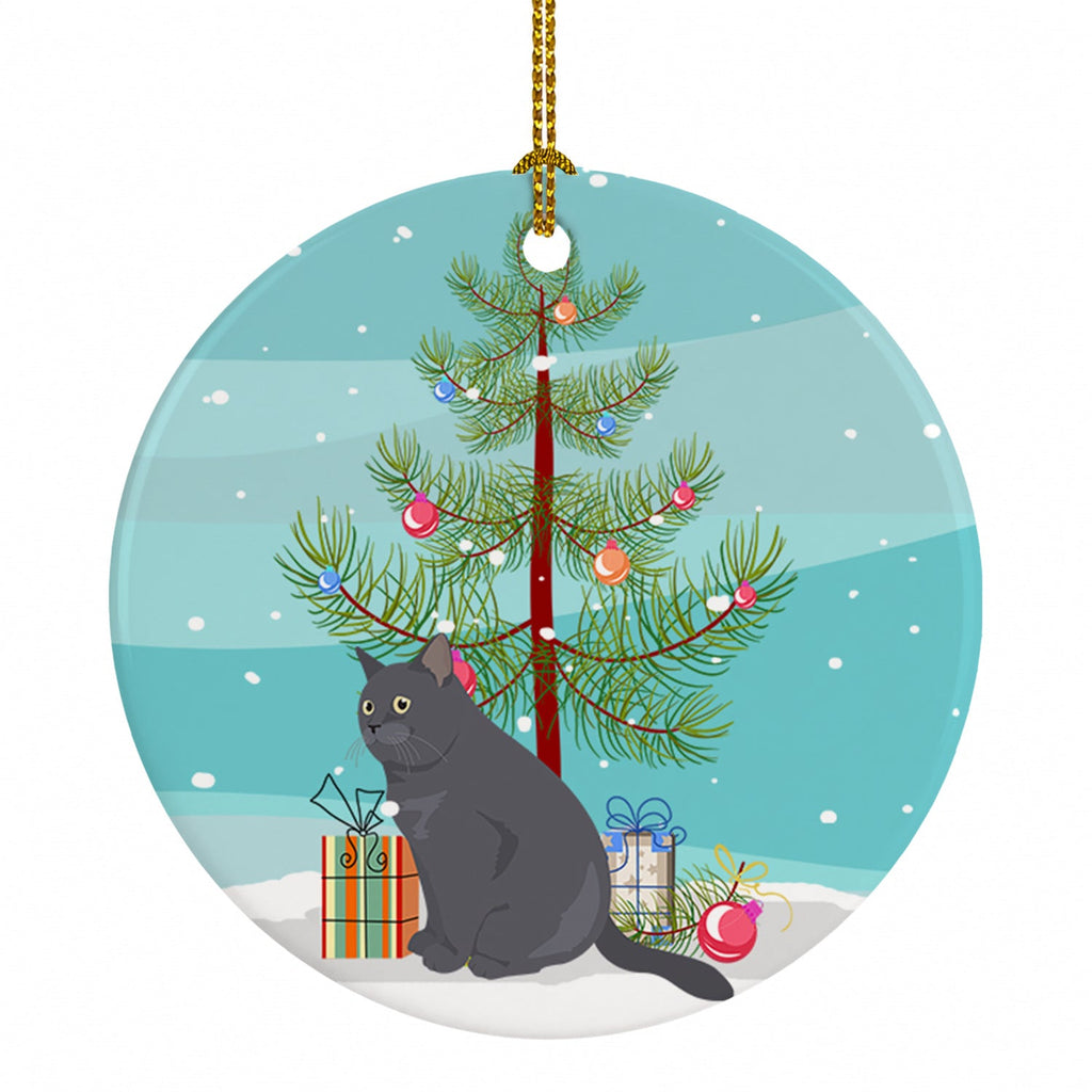 British Shorthair Cat Christmas Ceramic Ornament Christmas Tree Hanging Decorations for Home Christmas Holiday, Party, Gift, 3 in, Multicolor