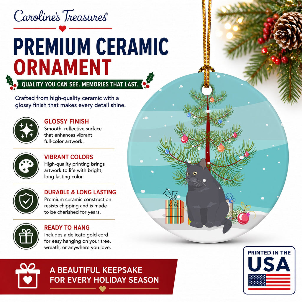 British Shorthair Cat Christmas Ceramic Ornament Christmas Tree Hanging Decorations for Home Christmas Holiday, Party, Gift, 3 in, Multicolor