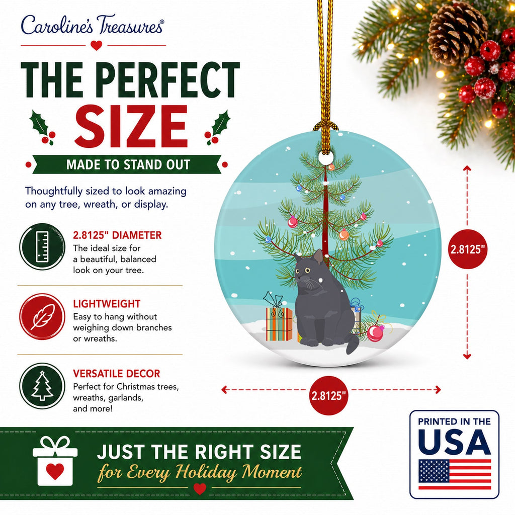 British Shorthair Cat Christmas Ceramic Ornament Christmas Tree Hanging Decorations for Home Christmas Holiday, Party, Gift, 3 in, Multicolor