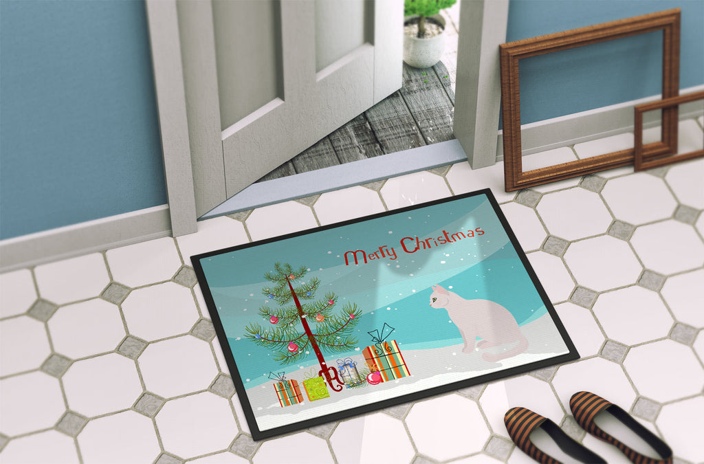 Burmilla Cat Christmas Doormat Indoor Outdoor 18H X 27W Front Door Mat Rugs for Entryway, Non Slip Washable