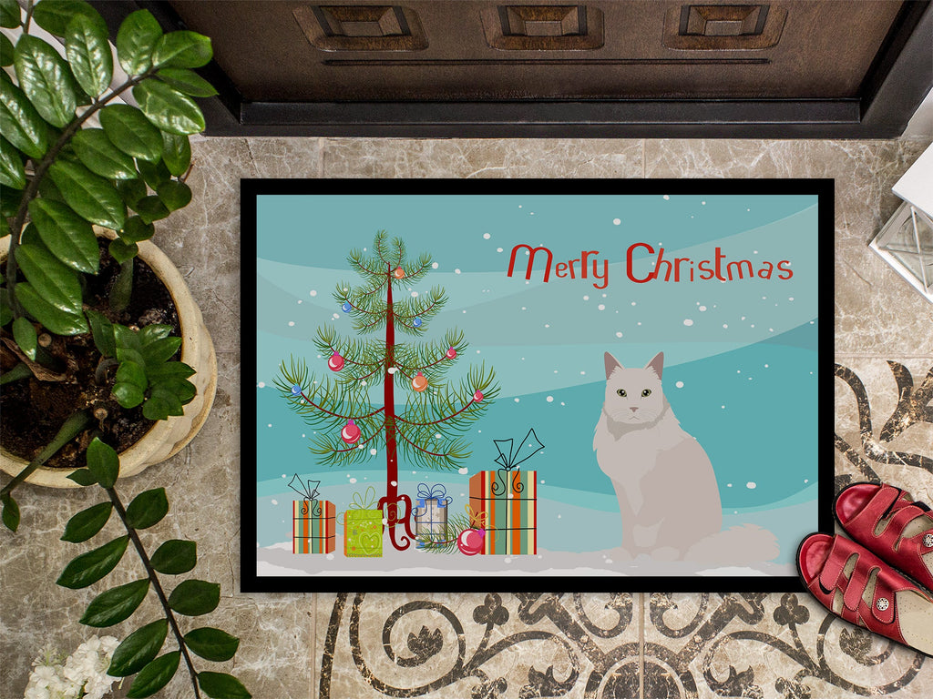 Chantilly Tiffany Cat Christmas Doormat Indoor Outdoor 24H X 36W Front Door Mat Rugs for Entryway, Non Slip Washable Low Pile,