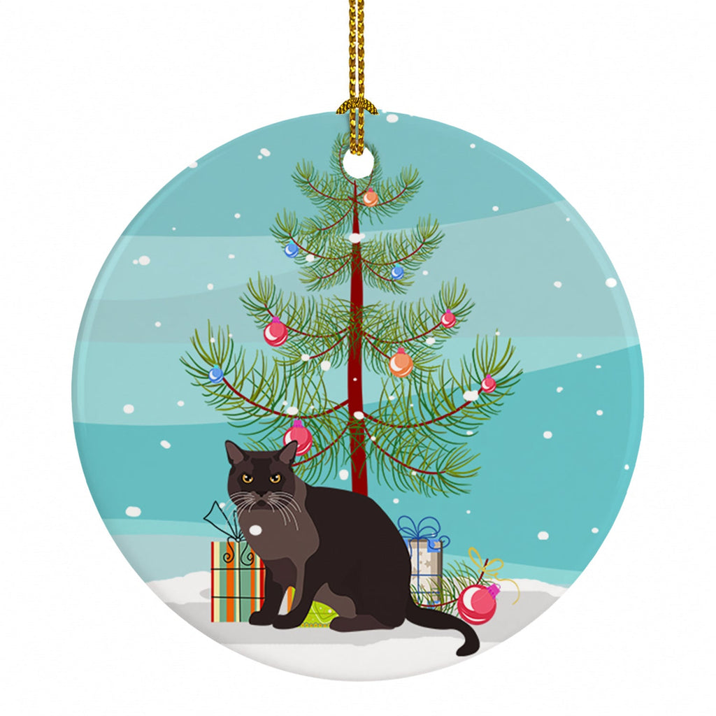 European Burmese Cat Christmas Ceramic Ornament Christmas Tree Hanging Decorations for Home Christmas Holiday, Party, Gift, 3 in, Multicolor