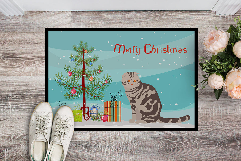 Foldex Exotic Fold Cat Christmas Doormat Indoor Outdoor 18H X 27W Front Door Mat Rugs for Entryway, Non Slip Washable