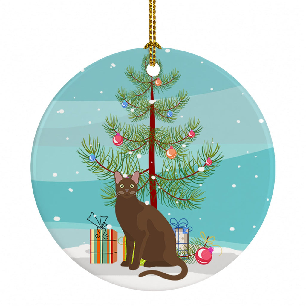 Havana Brown Cat Christmas Ceramic Ornament Christmas Tree Hanging Decorations for Home Christmas Holiday, Party, Gift, 3 in, Multicolor