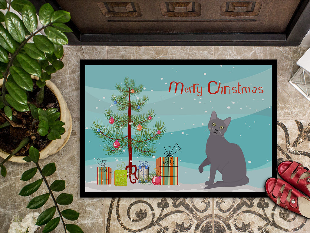 Korat Cat Christmas Doormat Indoor Outdoor 18H X 27W Front Door Mat Rugs for Entryway, Non Slip Washable
