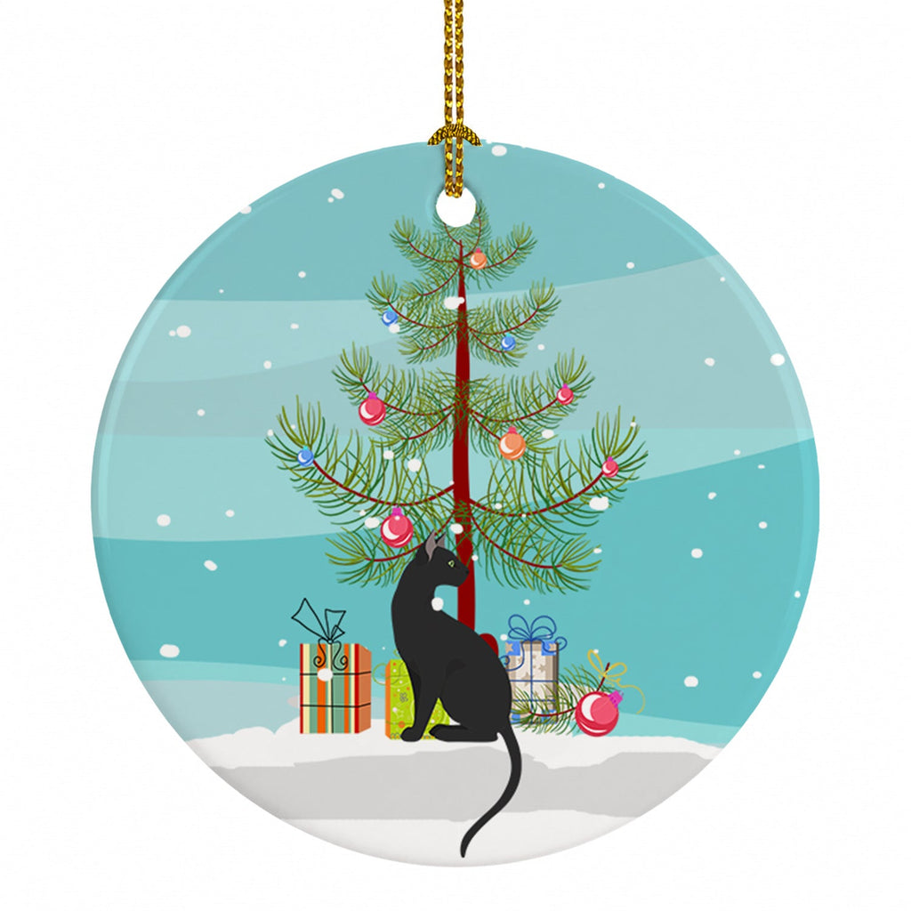Pantherette Cat Christmas Ceramic Ornament Christmas Tree Hanging Decorations for Home Christmas Holiday, Party, Gift, 3 in, Multicolor