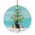 Pantherette Cat Christmas Ceramic Ornament Christmas Tree Hanging Decorations for Home Christmas Holiday, Party, Gift, 3 in, Multicolor