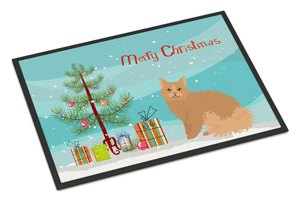 Selkirk Rex Cat Christmas Doormat Indoor Outdoor 24H X 36W Front Door Mat Rugs for Entryway, Non Slip Washable Low Pile,