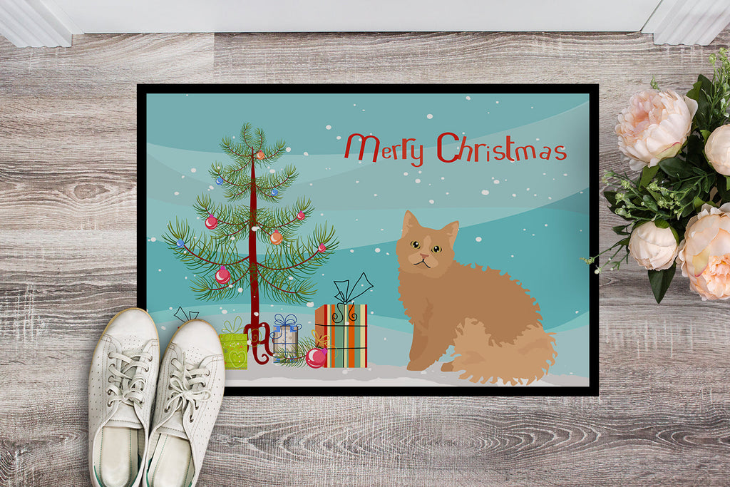 Selkirk Rex Cat Christmas Doormat Indoor Outdoor 24H X 36W Front Door Mat Rugs for Entryway, Non Slip Washable Low Pile,