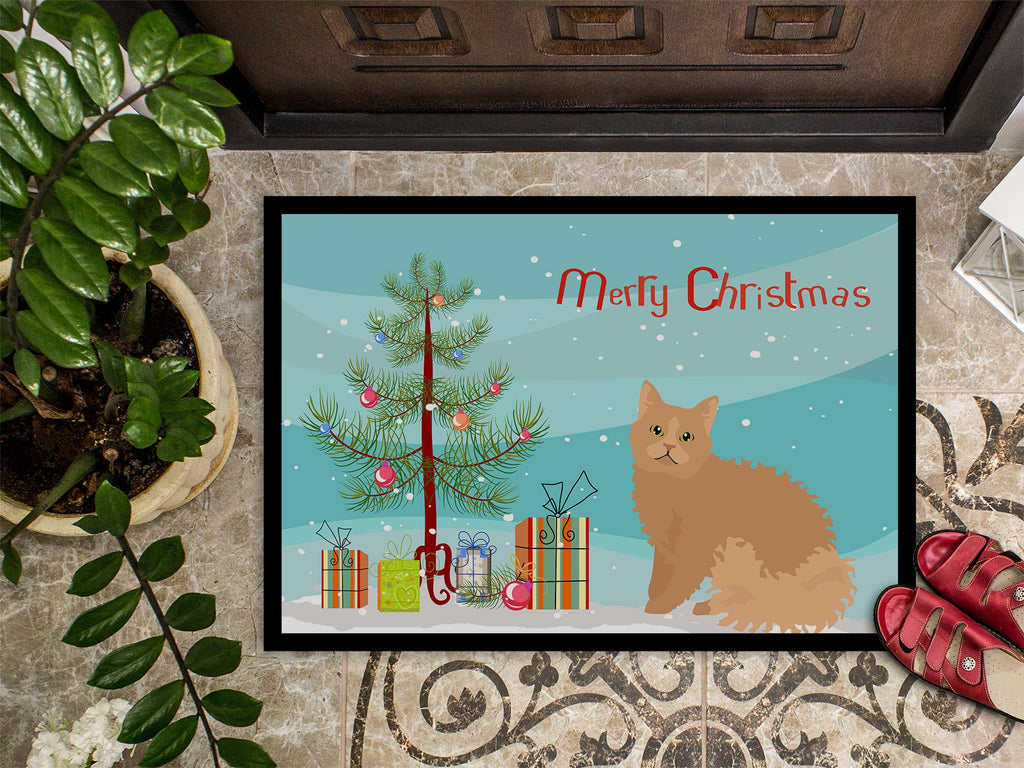 Selkirk Rex Cat Christmas Doormat Indoor Outdoor 24H X 36W Front Door Mat Rugs for Entryway, Non Slip Washable Low Pile,