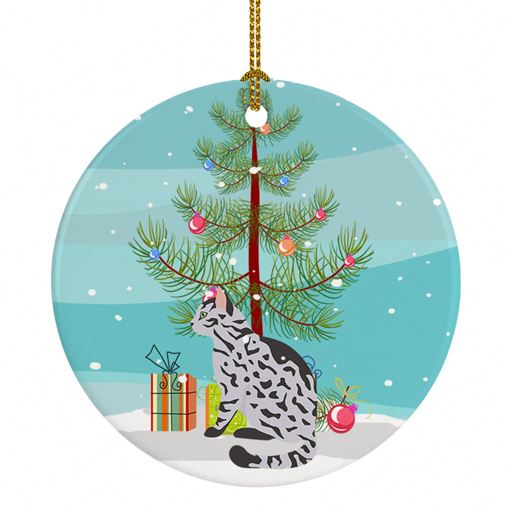 Serengeti Cat Christmas Ceramic Ornament Christmas Tree Hanging Decorations for Home Christmas Holiday, Party, Gift, 3 in, Multicolor