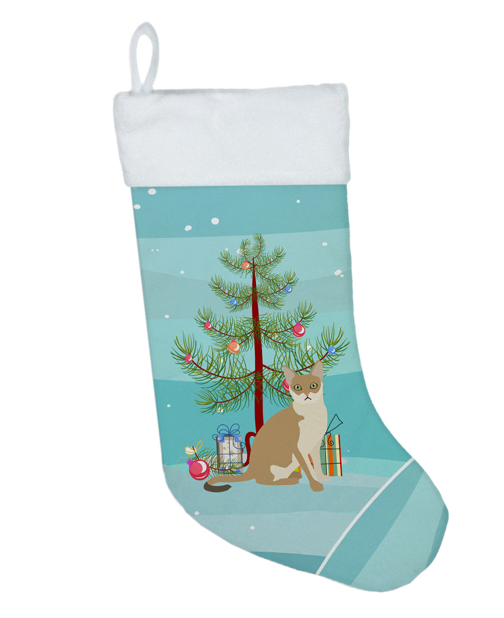 Singapura Cat Christmas Holiday Stocking Double-Sided Print, Polyester Suede,11x18, Made in USA