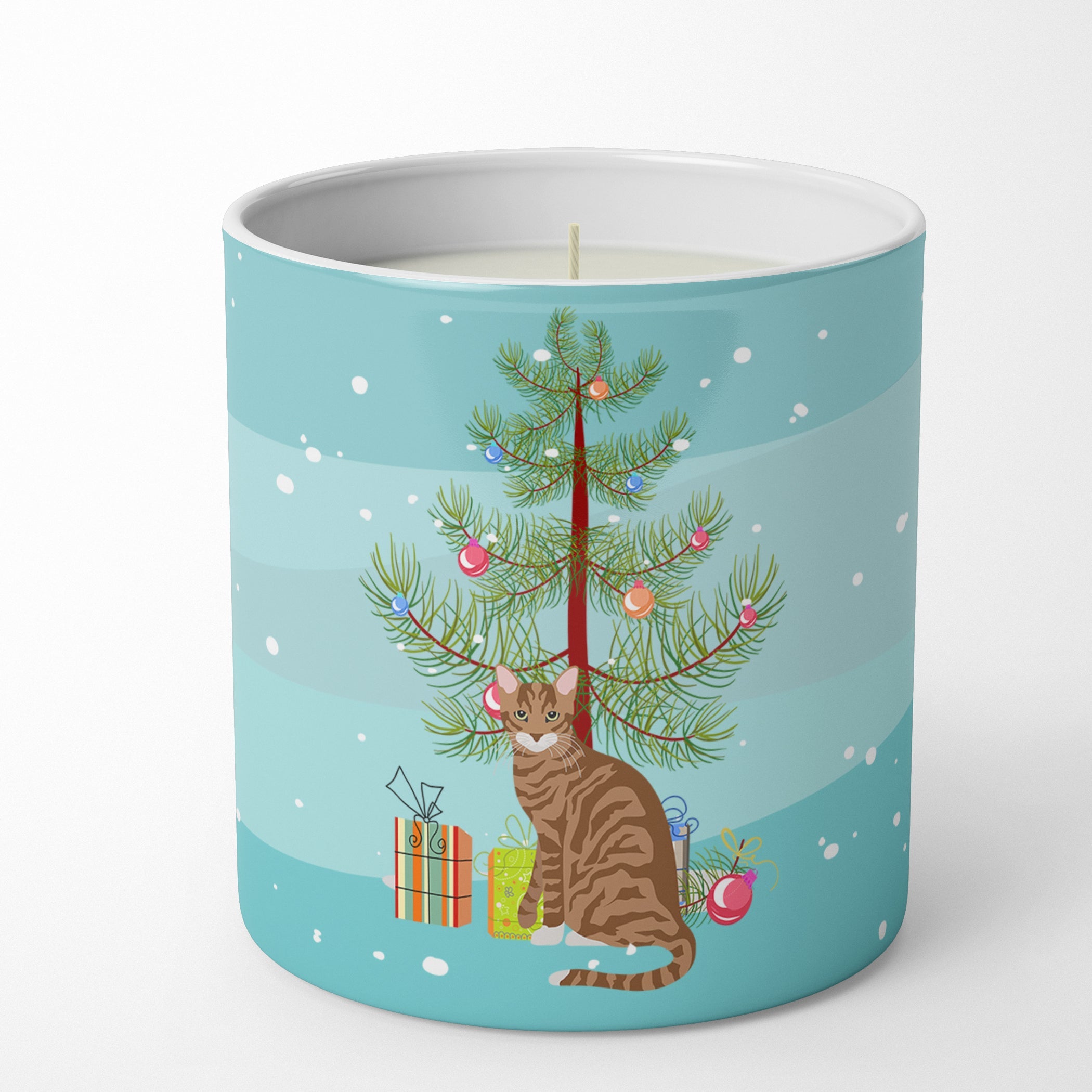 Toyger Cat Christmas Decorative Soy Candle Nature Soy Wax Essential Oil Home Decor Ideal for Bedroom Kitchen Bath Office Gift, 10 oz