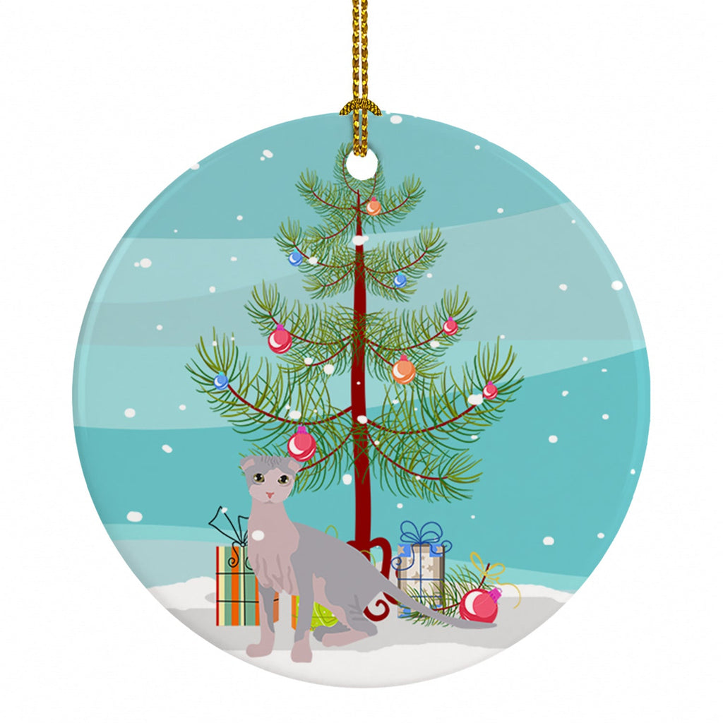 Ukrainian Levkoy Cat Christmas Ceramic Ornament Christmas Tree Hanging Decorations for Home Christmas Holiday, Party, Gift, 3 in, Multicolor