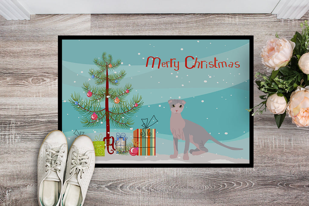 Ukrainian Levkoy Cat Christmas Doormat Indoor Outdoor 24H X 36W Front Door Mat Rugs for Entryway, Non Slip Washable Low Pile,