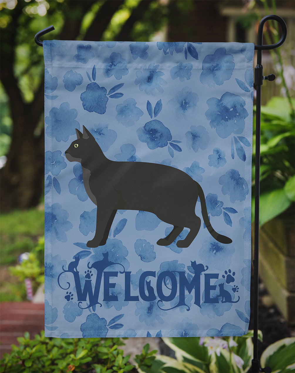 Chausie Black Cat Welcome Garden Flag Mailbox Decorative Yard Banner Outside Patio Artwork for Flower Beds, Garden Size, Multicolor