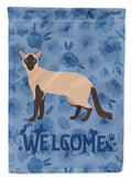 Colorpoint Longhair Cat Welcome House Flag 28x40 Porch Sleeve Pole Decorative Outside Yard Banner Artwork Wall Hanging, Polyester