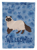 Colorpoint Persian Hymalayan Cat Welcome House Flag 28x40 Porch Sleeve Pole Decorative Outside Yard Banner Artwork Wall Hanging, Polyester