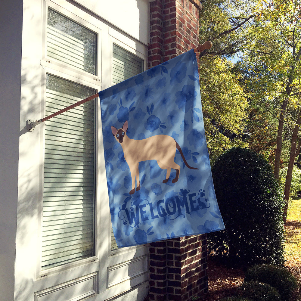 Colorpoint Shorthair #2 Cat Welcome House Flag 28x40 Porch Sleeve Pole Decorative Outside Yard Banner Artwork Wall Hanging, Polyester