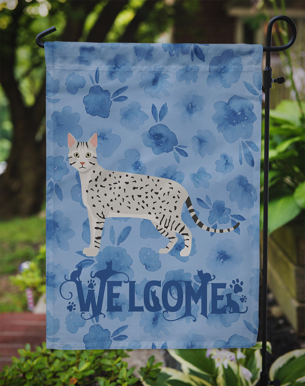 Egyptian Mau Cat Welcome Garden Flag Mailbox Decorative Yard Banner Outside Patio Artwork for Flower Beds, Garden Size, Multicolor
