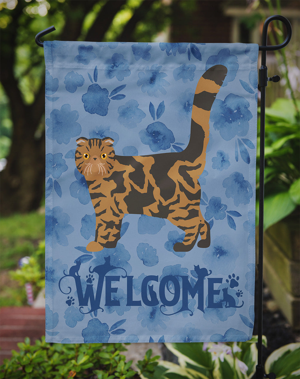 Foldex Exotic Fold #2 Cat Welcome Garden Flag Mailbox Decorative Yard Banner Outside Patio Artwork for Flower Beds, Garden Size, Multicolor