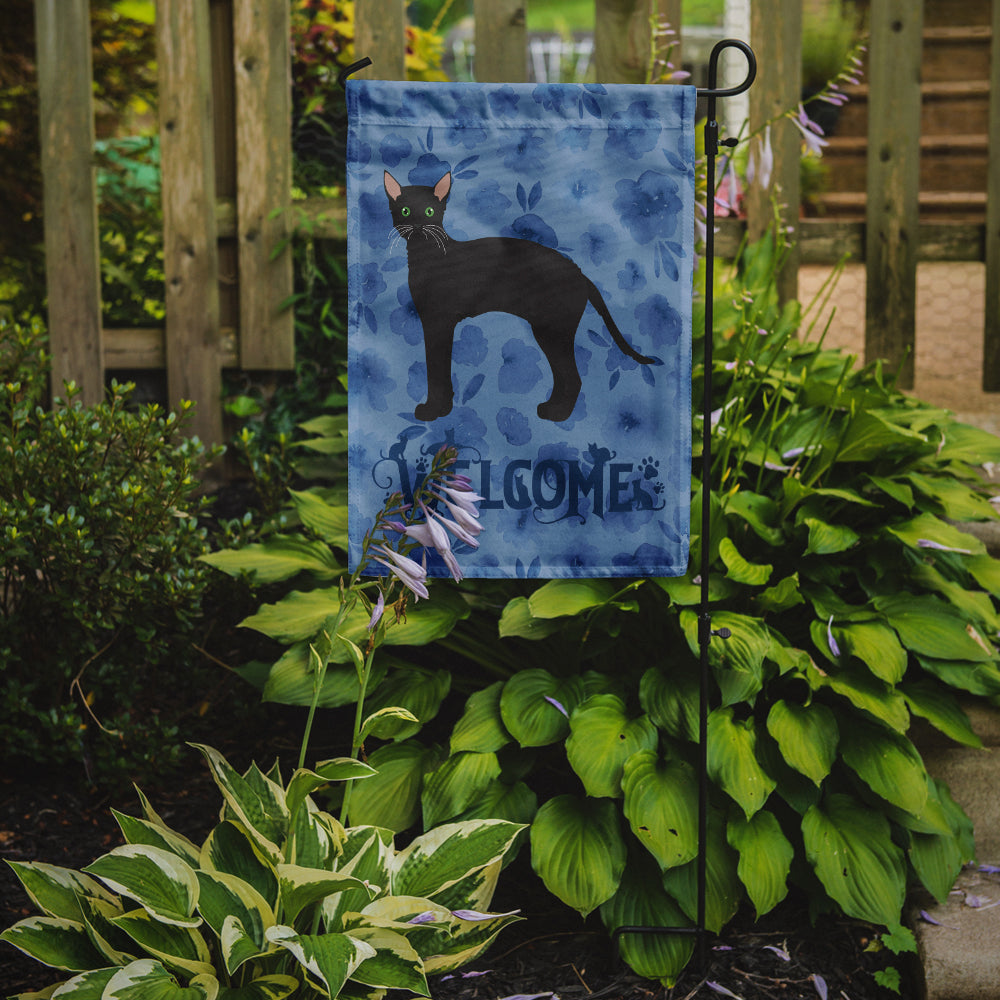 Black German Rex Cat Welcome Garden Flag Mailbox Decorative Yard Banner Outside Patio Artwork for Flower Beds, Garden Size, Multicolor