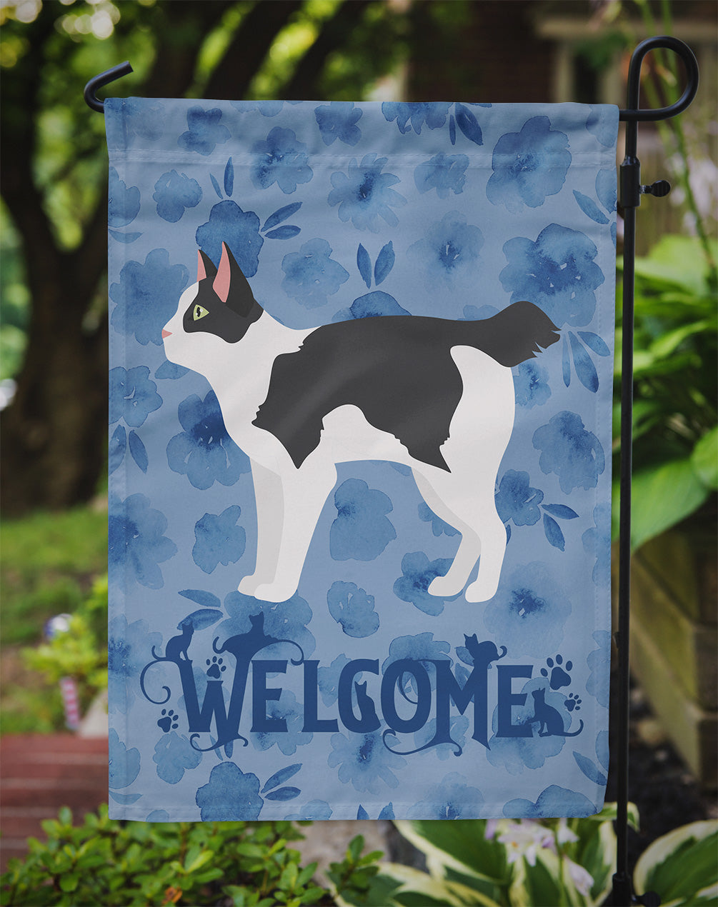 Japanese Bobtail Cat Welcome Garden Flag Mailbox Decorative Yard Banner Outside Patio Artwork for Flower Beds, Garden Size, Multicolor
