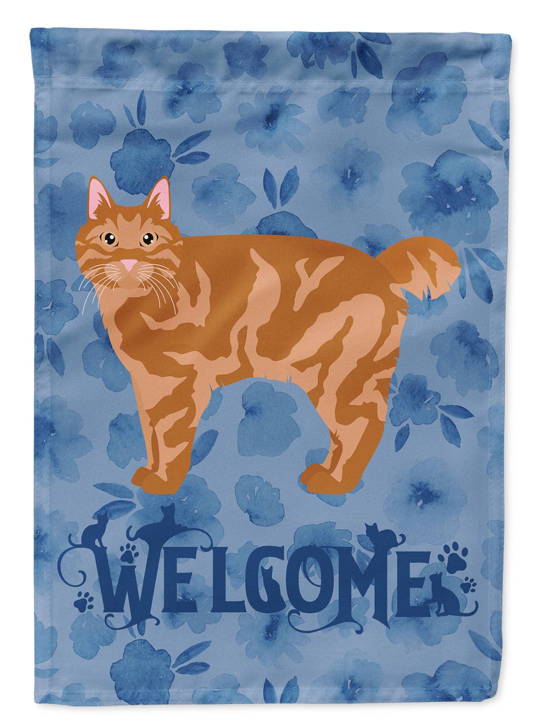 Kurilian Bobtail Cat Welcome Garden Flag Mailbox Decorative Yard Banner Outside Patio Artwork for Flower Beds, Garden Size, Multicolor