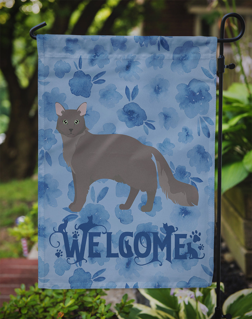 Nebelung #1 Cat Welcome Garden Flag Mailbox Decorative Yard Banner Outside Patio Artwork for Flower Beds, Garden Size, Multicolor