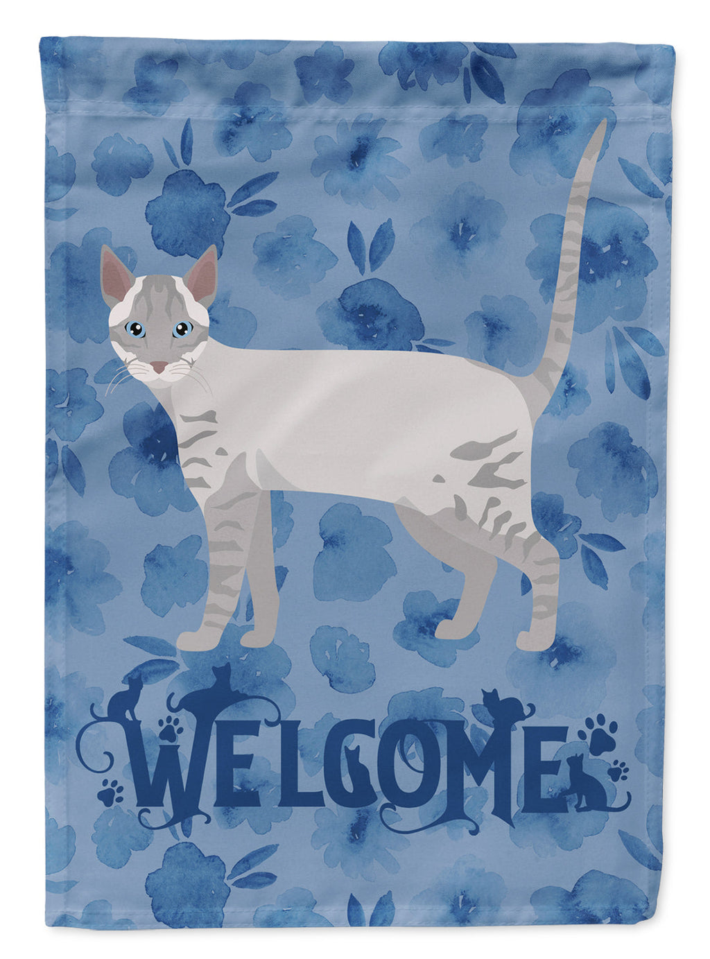 Ojos Azules Cat Welcome Garden Flag Mailbox Decorative Yard Banner Outside Patio Artwork for Flower Beds, Garden Size, Multicolor