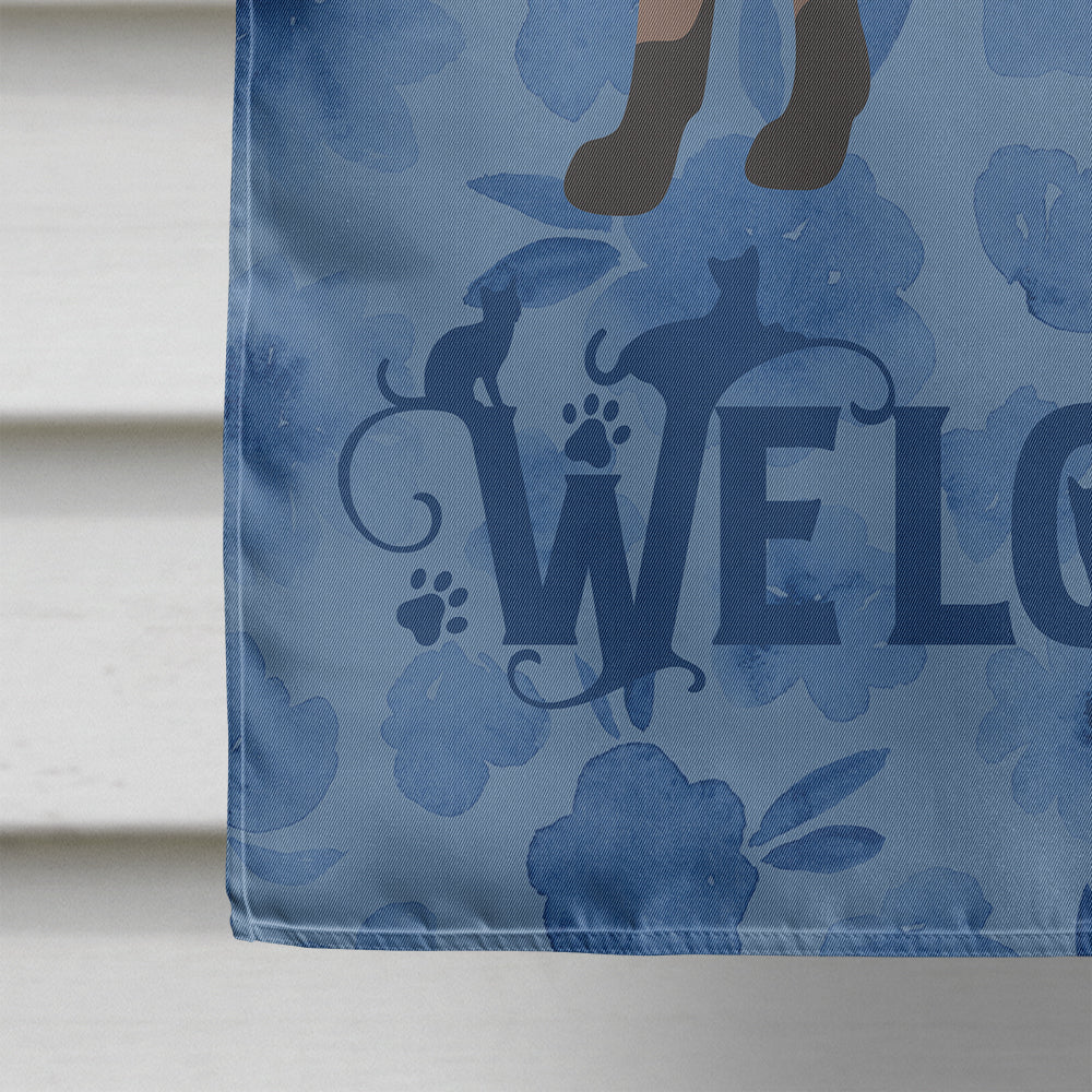 Oriental Bicolor Cat Welcome House Flag 28x40 Porch Sleeve Pole Decorative Outside Yard Banner Artwork Wall Hanging, Polyester
