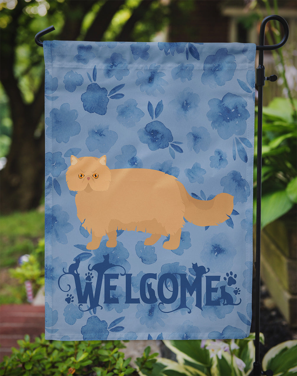 Persian Modern Cat Welcome Garden Flag Mailbox Decorative Yard Banner Outside Patio Artwork for Flower Beds, Garden Size, Multicolor