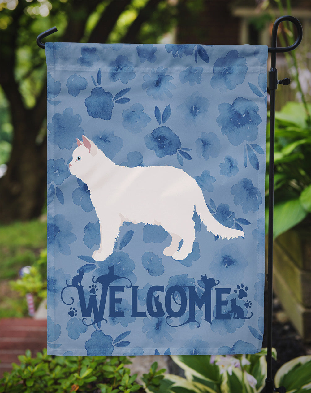Poodle Cat #2 Cat Welcome Garden Flag Mailbox Decorative Yard Banner Outside Patio Artwork for Flower Beds, Garden Size, Multicolor