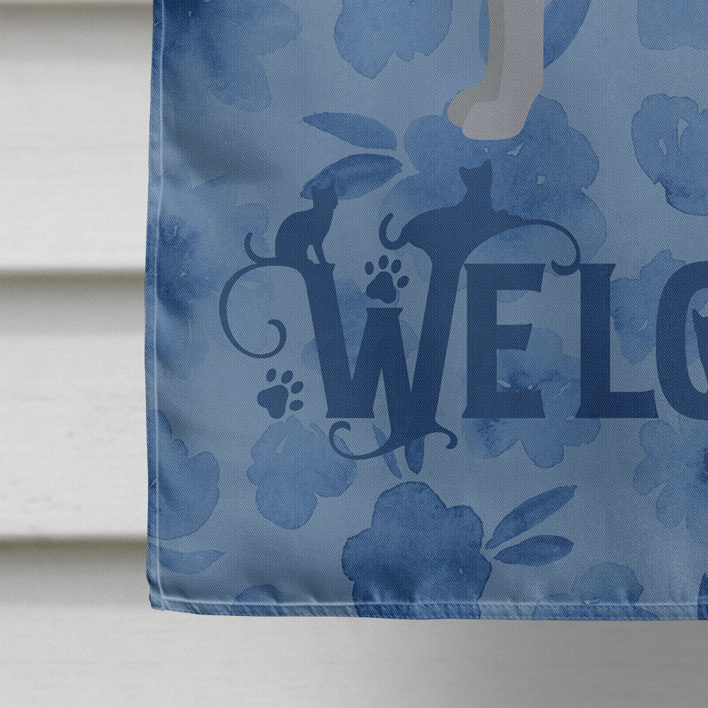 Russian Blue #1 Cat Welcome House Flag 28x40 Porch Sleeve Pole Decorative Outside Yard Banner Artwork Wall Hanging, Polyester